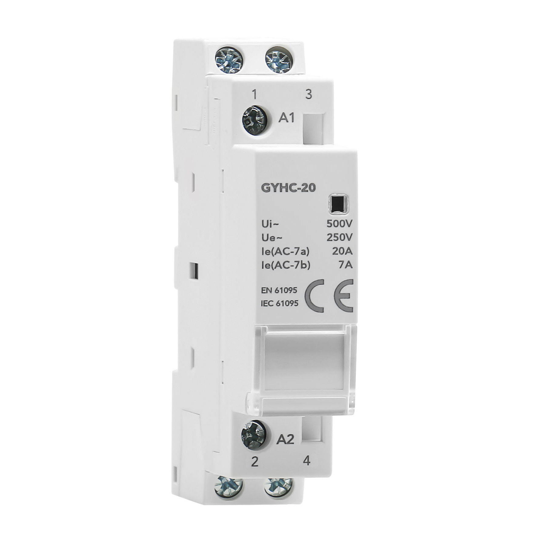 2P 25A AC 2NO Din Rail Household Modular Contactor With Manual Control Switch 