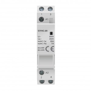 GYHC 1P 20A 1NO AC 220V/230V Manual Control Household Contactor Din Rail Type