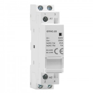 GYHC 2P 25A 2NO AC 220V/230V Manual Control Household Contactor Din Rail Type