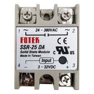 Módulo de relé de estado sólido SSR-25DA Fotek 3-32V Entrada 24-480V Salida 25A